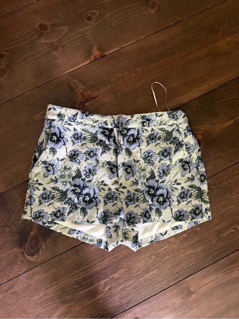 Altar'd State Floral Tapestry Shorts in Blue and Green